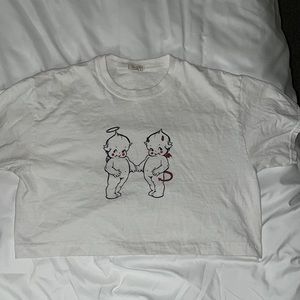 Brandy Melville cropped angel devil shirt
